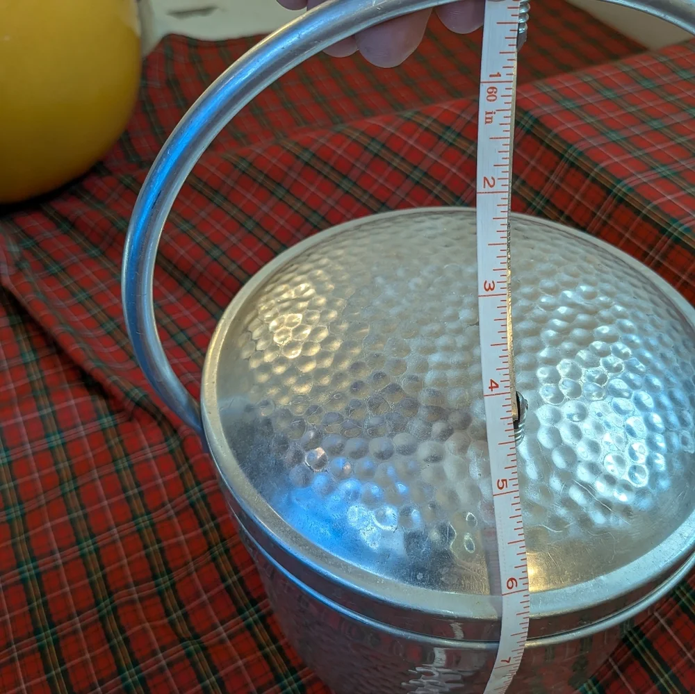 MCM Italian Silver Hammered Aluminum Ice Bucket 1950's